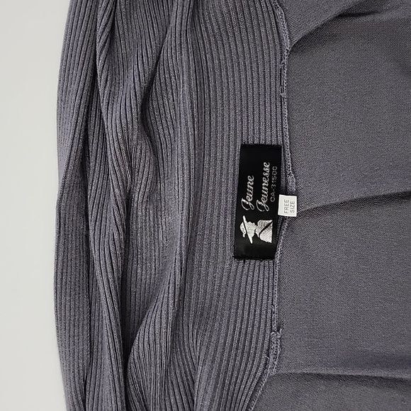 Jeune Jeunesse Women's Open Front Belted Grey Cardigan Soft Cotton Stretch Sz M - Picture 5 of 10